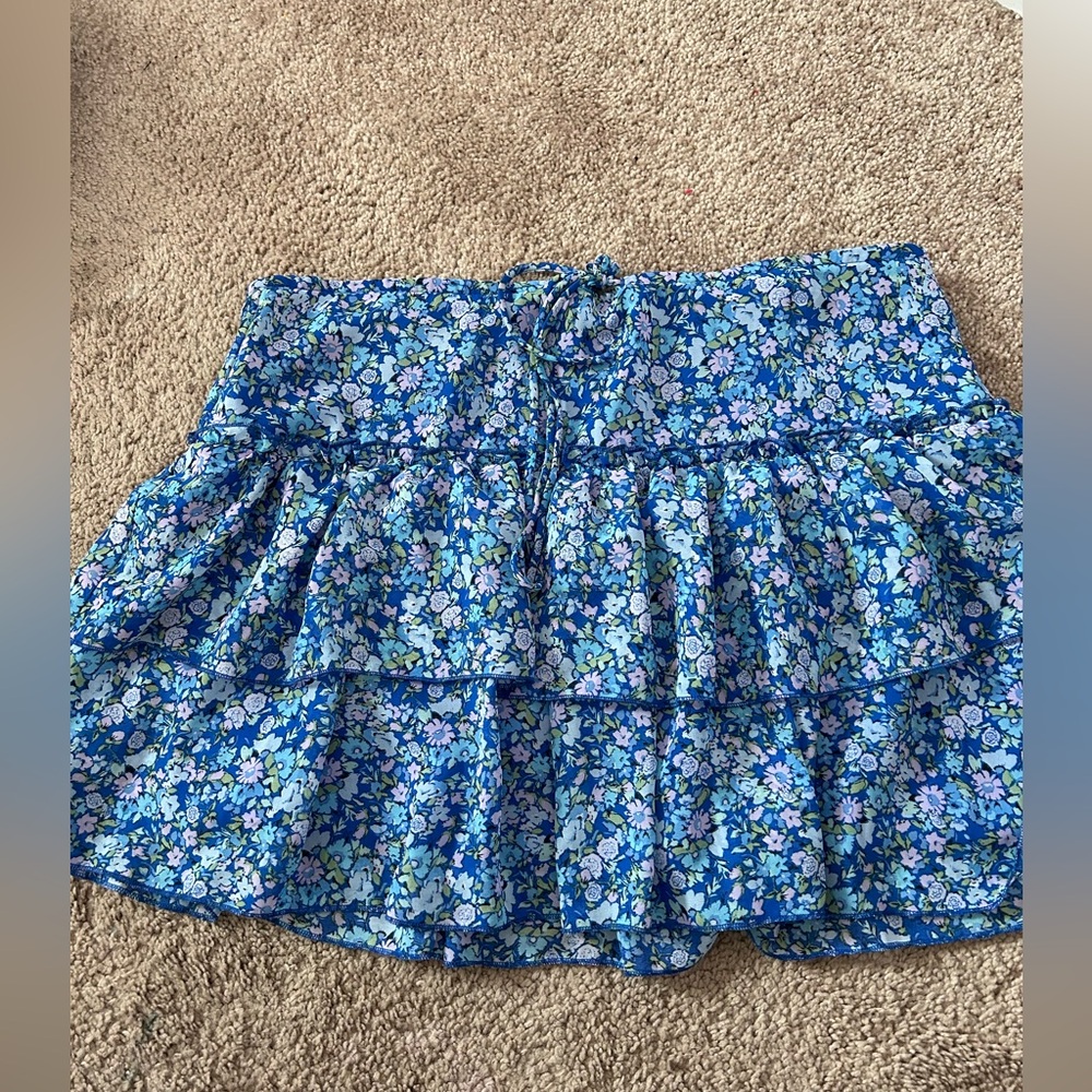ditsy floral blue ruffle skirt